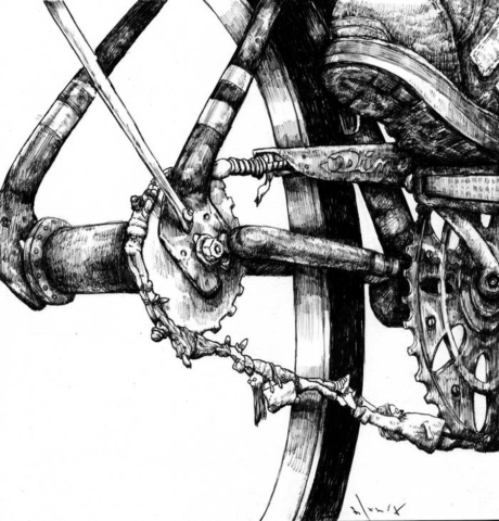 Ilustración a tinta sobre papel, RAMIRO ALONSO.