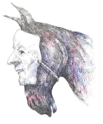 Ilustración a tinta sobre papel, ramiro alonso.