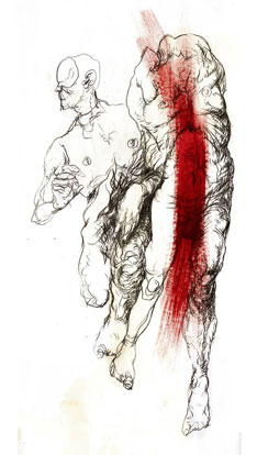 Ilustración a tinta sobre papel, ramiro alonso, Comunistas.