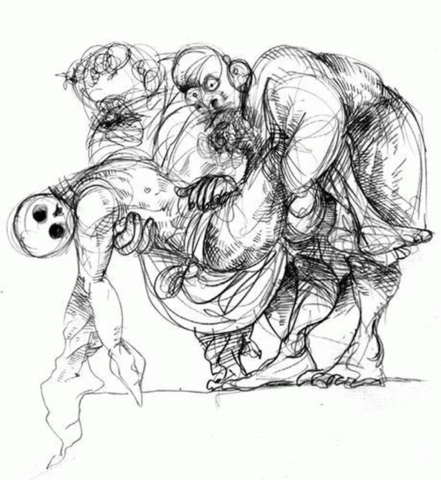 Ilustración a tinta sobre papel, RAMIRO ALONSO.