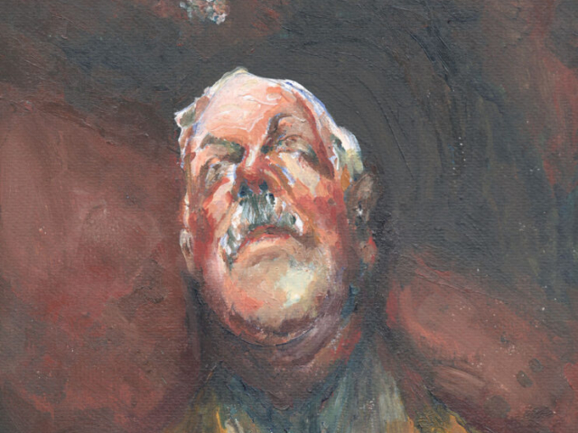 Retrato de Luis Alberto de Herrer, acrílico sobre papel, publicado en la revista Lento de la diaria.