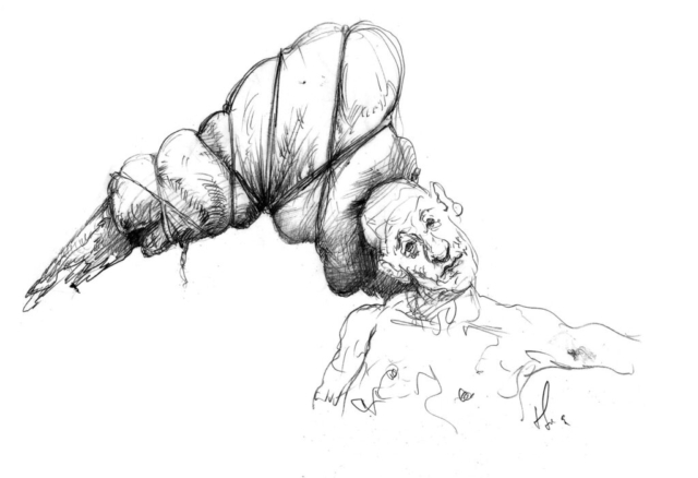 Ícaro, ala, tela, tinta sobre papel.