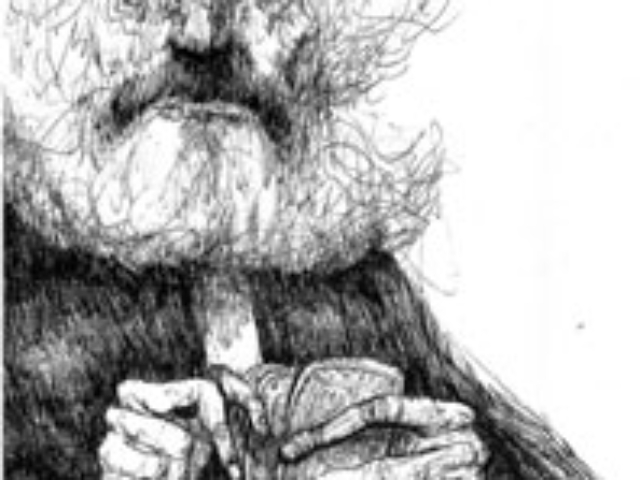 Karl Marx, tinta sobre papel.