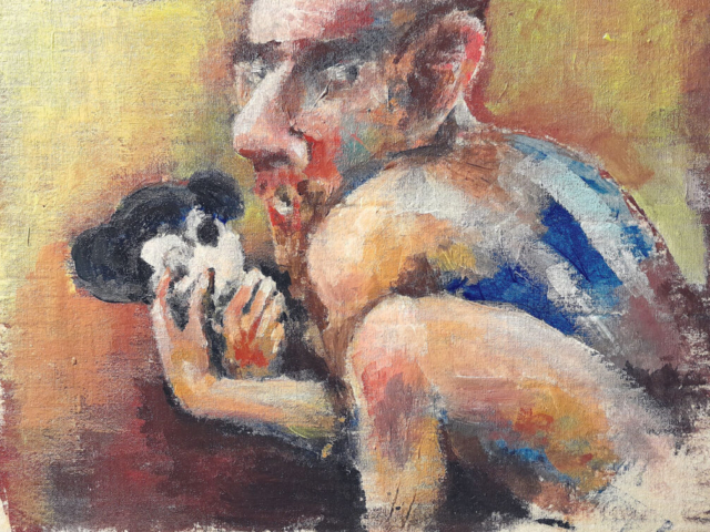 Lionel Messi, acrílico sobre tela. Publicado en Deporte de la diaria.